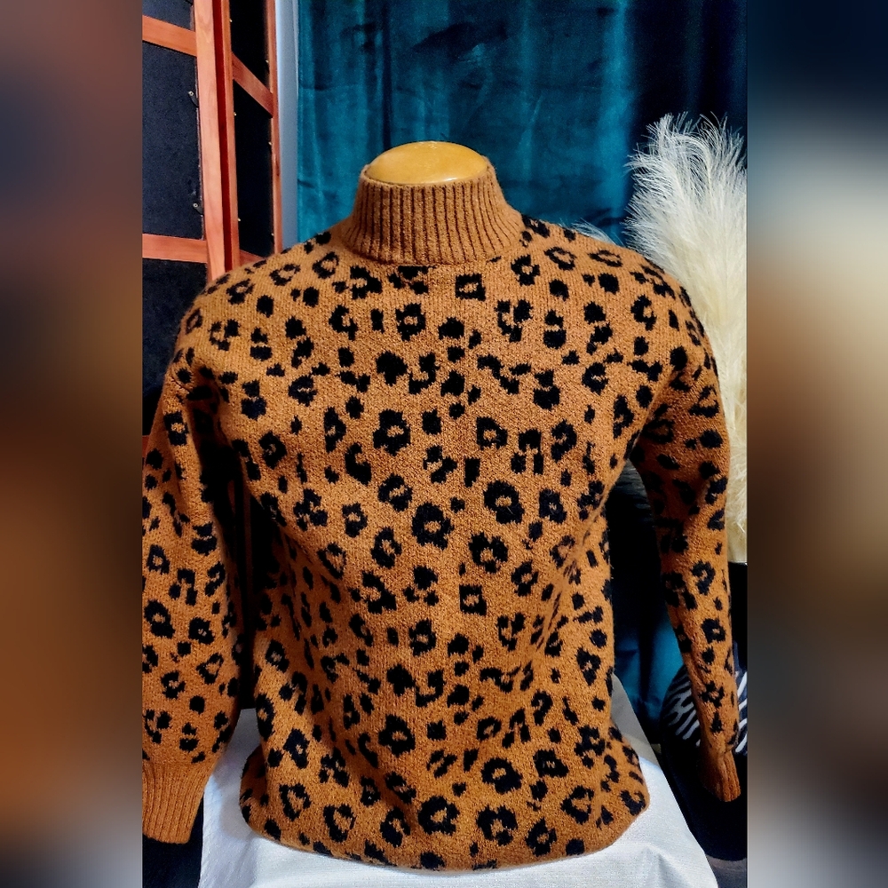 Maternity Mock-Neck Leopard-Print Sweater